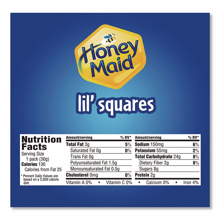 Honey Maid Lil' Squares Graham Crackers, Honey, 1.06 Oz Bag, 72/carton (001932000166)