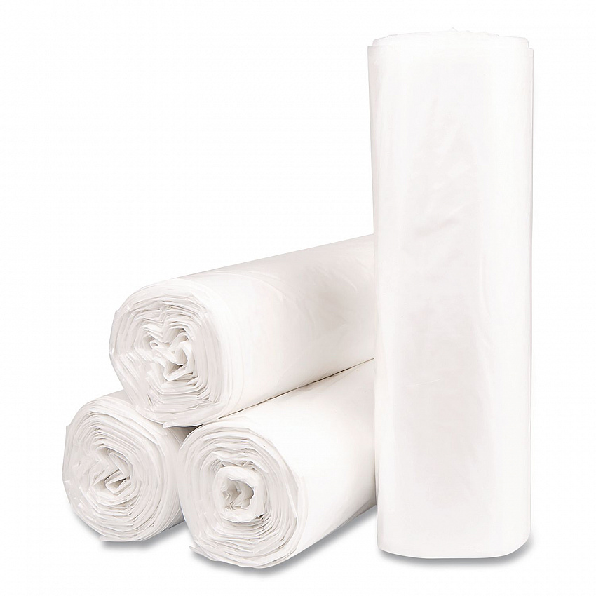 Institutional Low-Density Can Liners, 45 gal, 1.15 mil, 40" x 46", Natural, Interleaved Roll, 20 Bags/Roll, 5 Rolls/Carton (SLW4046SPNS)