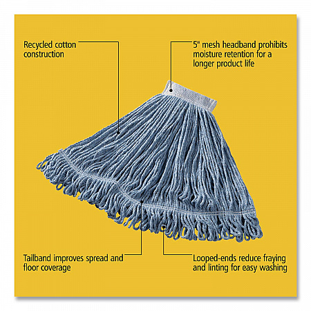 Super Stitch Blend Mop Head, Cotton/Synthetic, Large, Blue (D253BLUEA)