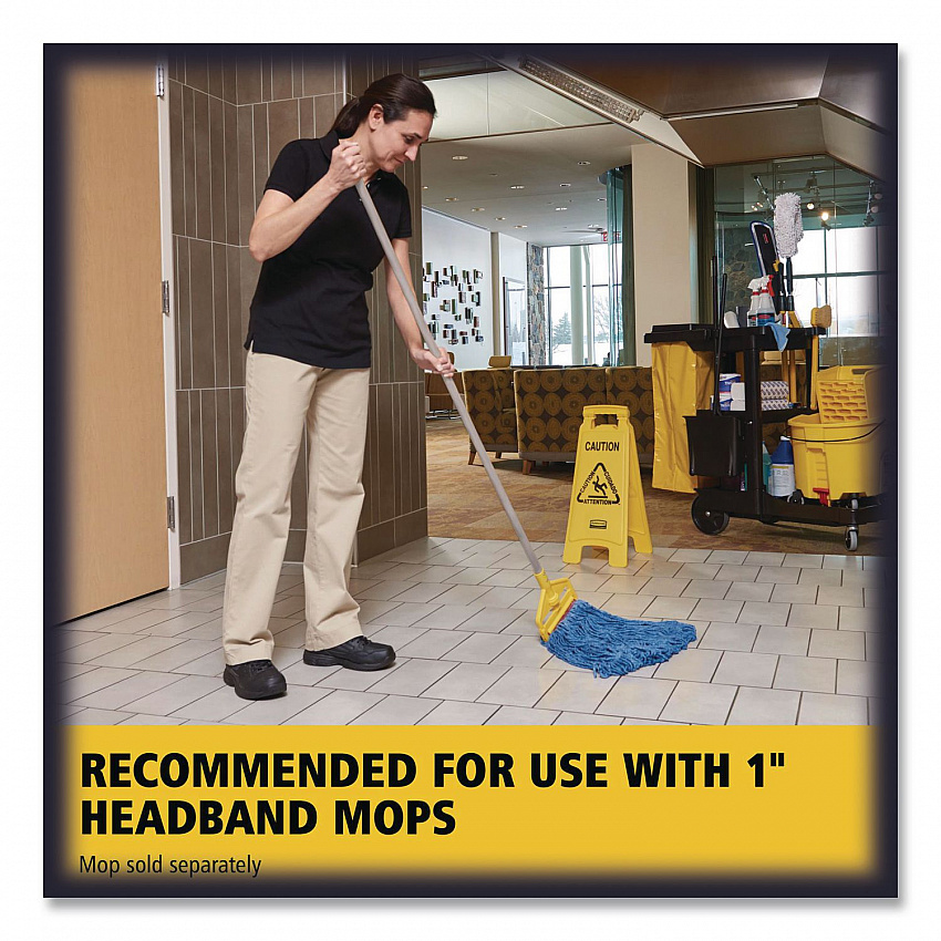 Invader Fiberglass Side-Gate Wet-Mop Handle, 54", Gray/Yellow (H145)