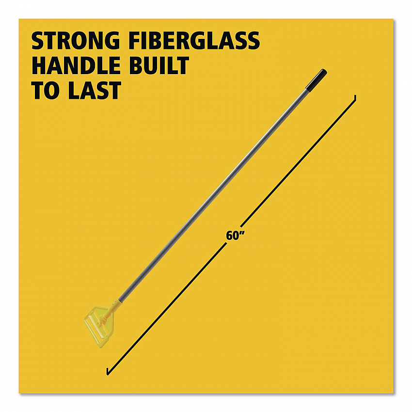 Invader Fiberglass Side-Gate Wet-Mop Handle, 60", Gray/Yellow (H146)