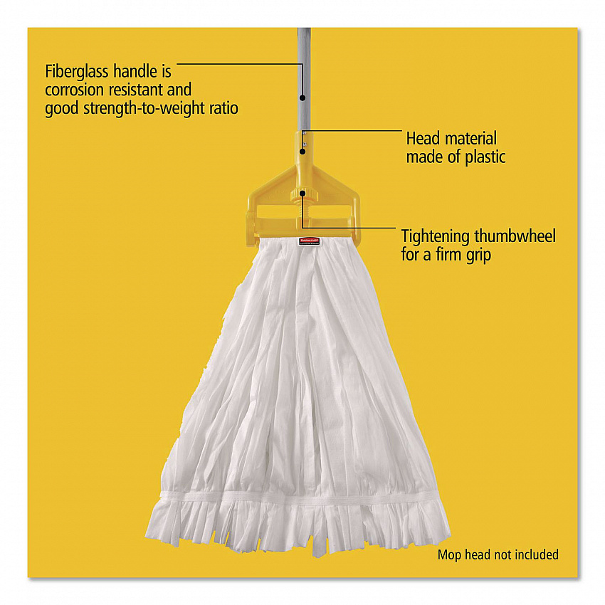 Invader Fiberglass Side-Gate Wet-Mop Handle, 60", Gray/Yellow (H146)