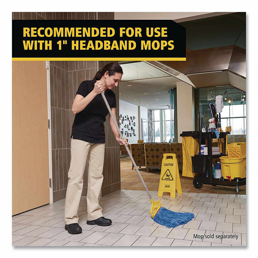 Invader Fiberglass Side-Gate Wet-Mop Handle, 60", Gray/Yellow (H146)