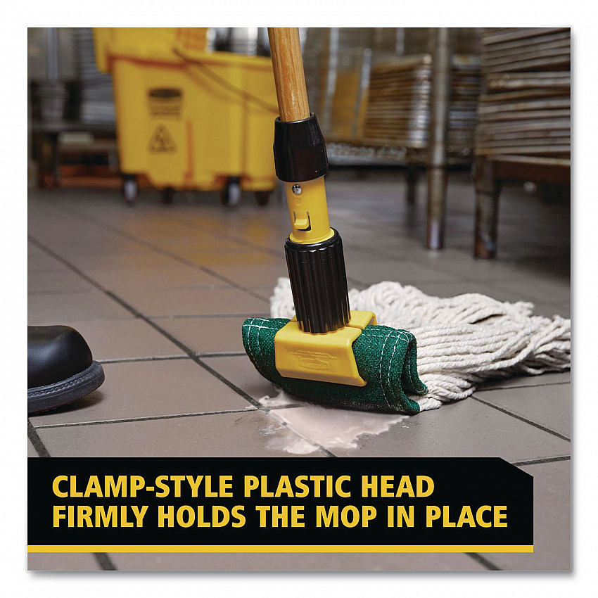 Gripper Hardwood Mop Handle, 1.13" dia x 60", Natural/Yellow (H216)