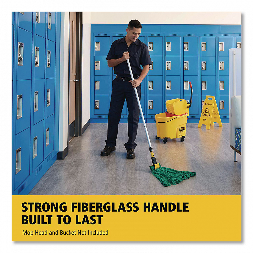 Gripper Fiberglass Mop Handle, 1" dia x 60", Gray/Yellow (H246GY)