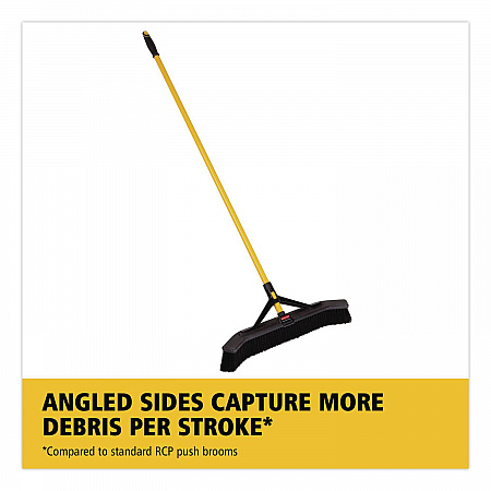 Maximizer Push-to-Center Broom, 36 x 58.13, Polypropylene Bristles, Steel Handle, Yellow/Black (2018728)