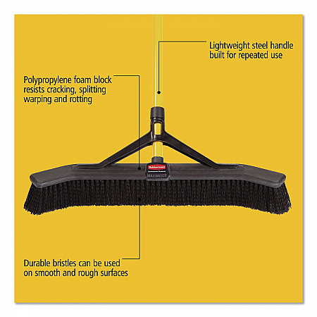 Maximizer Push-to-Center Broom, 36 x 58.13, Polypropylene Bristles, Steel Handle, Yellow/Black (2018728)