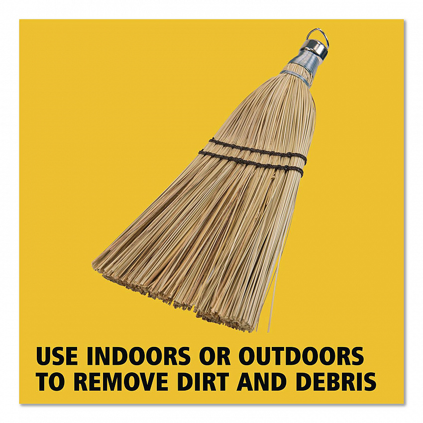 Corn Whisk Broom, Corn Bristles, 12.2" Length, Yellow (FG9B5500YEL)