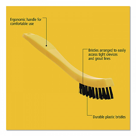 Synthetic-Fill Tile and Grout Brush, Black Plastic Bristles, 2.5