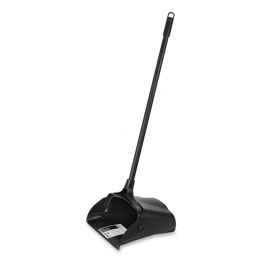 Lobby Pro Upright Dustpan with Wheels, 12.5 x 37,  27.5" Handle, Polypropylene/Vinyl Coat, Black (253100BK)