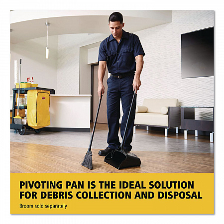 Lobby Pro Upright Dustpan with Wheels, 12.5 x 37,  27.5