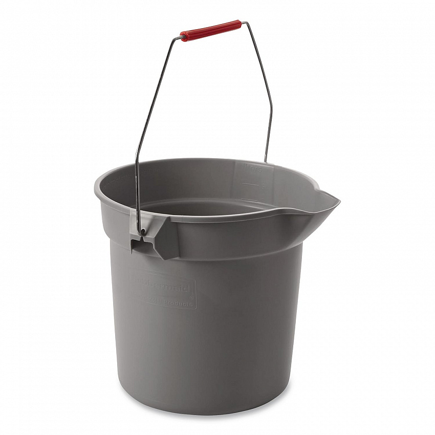 BRUTE Round Utility Pail, 10 qt, Plastic, Gray, 10.5" Diameter (296300GY)