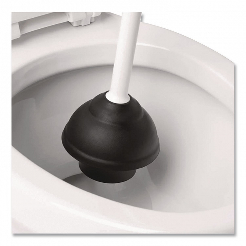Good Grips Toilet Plunger and Canister, 24" Plastic Handle, 6" dia, White (12241700)