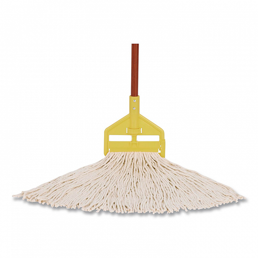Non-Launderable Premium Cut-End Cotton Wet Mop Head, 16 oz, White, 1" White Band, 12/Carton (F11612)