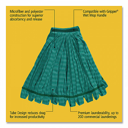 Microfiber Tube Wet Mop, Microfiber/Polyester, Medium, Green (FGT85206GR00)