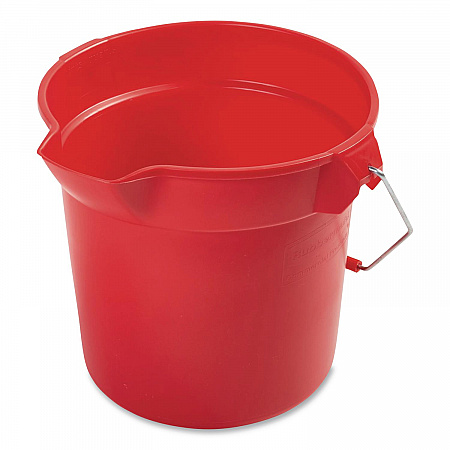 BRUTE Round Utility Pail, 10 qt, Plastic, Red, 10.5