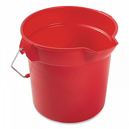 BRUTE Round Utility Pail, 10 qt, Plastic, Red, 10.5
