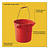 BRUTE Round Utility Pail, 10 qt, Plastic, Red, 10.5
