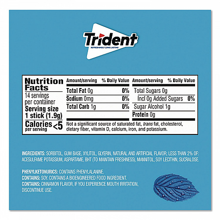 Sugar-Free Gum, Original Mint, 14 Sticks/Pack, 12 Pack/Box (12546)