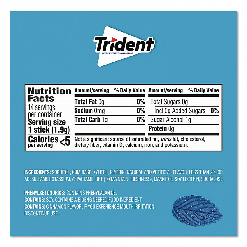 Sugar-Free Gum, Original Mint, 14 Sticks/Pack, 12 Pack/Box (12546)
