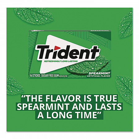 Sugar-Free Gum, Spearmint, 14 Sticks/Pack, 12 Packs/Box (MOZ01106)