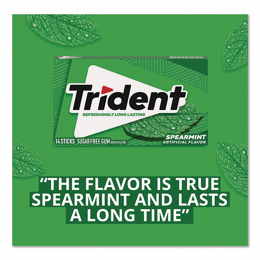 Sugar-Free Gum, Spearmint, 14 Sticks/Pack, 12 Packs/Box (MOZ01106)