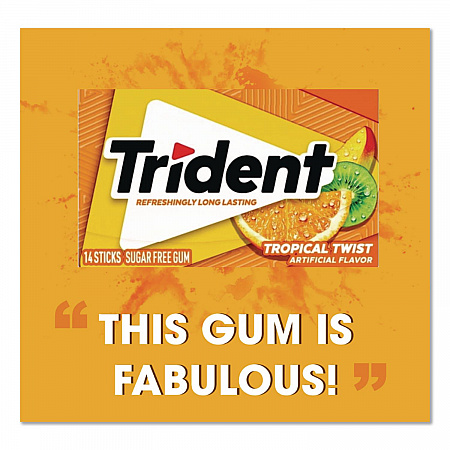Sugar-Free Gum, Tropical Twist, 14 Sticks/Pack, 12 Packs/Box (MOZ01110)