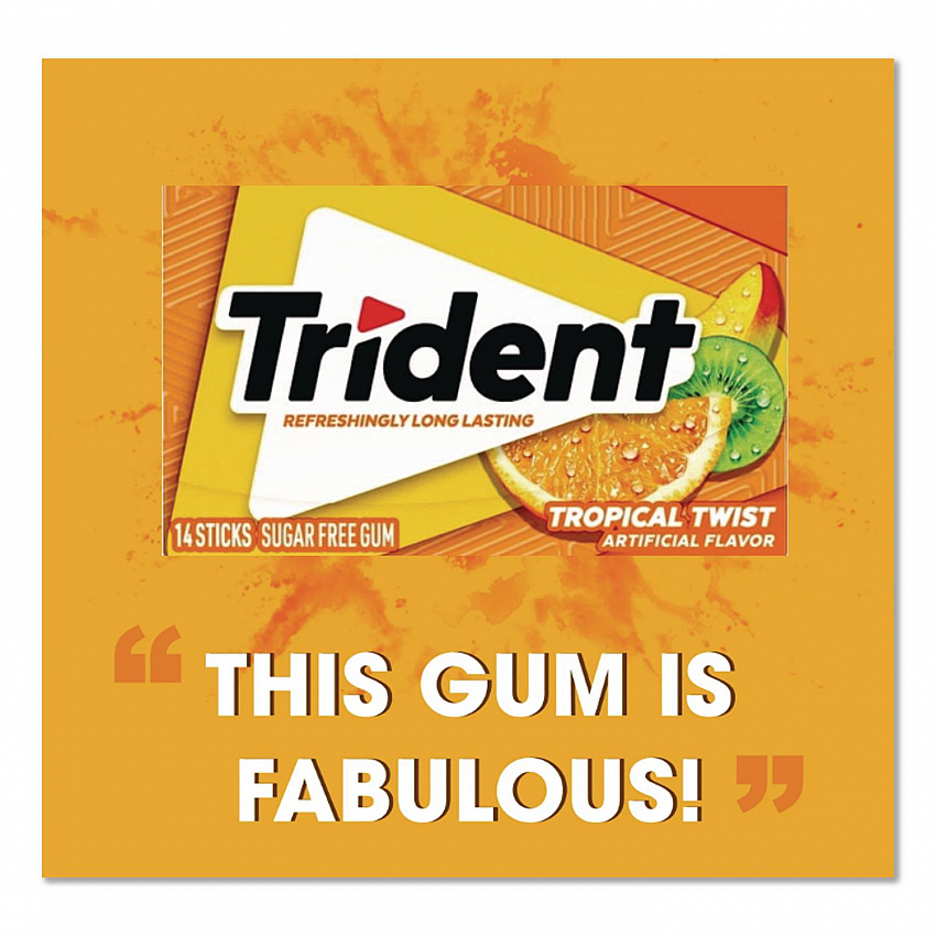 Sugar-Free Gum, Tropical Twist, 14 Sticks/Pack, 12 Packs/Box (MOZ01110)