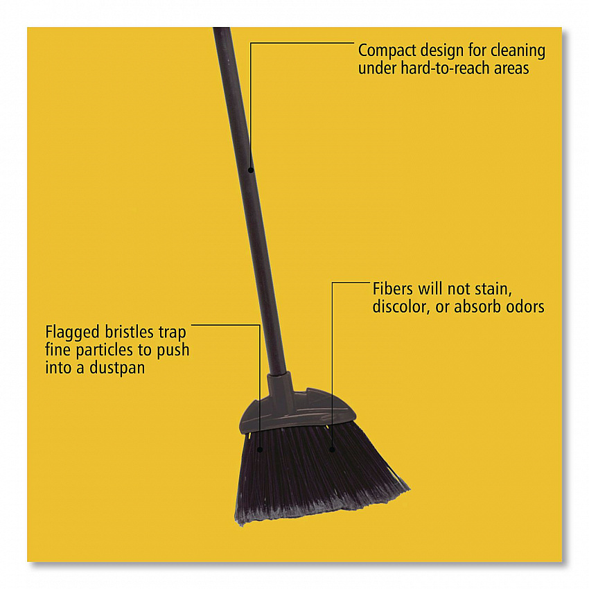 Angled Lobby Broom, Poly Bristles, 35" Length, Black (637400BLA)