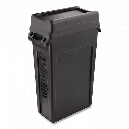 Swing Top Lid for Slim Jim Waste Containers, 11.38w x 20.5d x 5h, Black (267360BK)