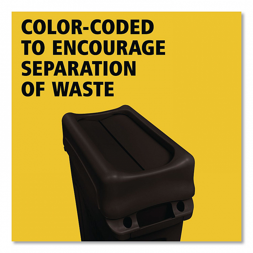 Swing Top Lid for Slim Jim Waste Containers, 11.38w x 20.5d x 5h, Black (267360BK)