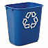 Deskside Recycling Container, Small, 13.63 qt, Plastic, Blue (295573BE)