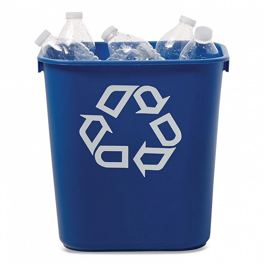 Deskside Recycling Container, Small, 13.63 qt, Plastic, Blue (295573BE)