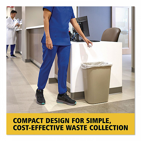 Deskside Plastic Wastebasket, 7 gal, Plastic, Beige (295600BG)