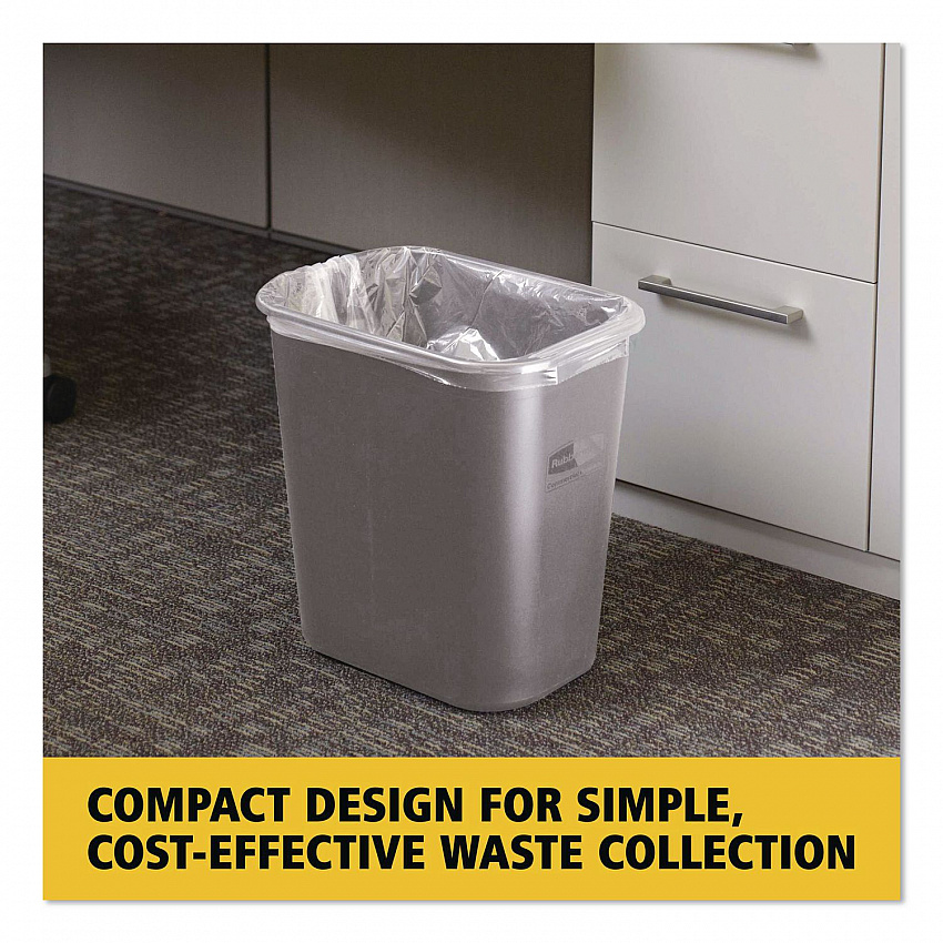 Deskside Plastic Wastebasket, 7 gal, Plastic, Gray (295600GY)