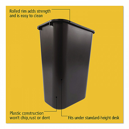Deskside Plastic Wastebasket, 10.25 gal, Plastic, Black (295700BK)
