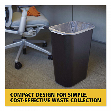 Deskside Plastic Wastebasket, 10.25 gal, Plastic, Black (295700BK)
