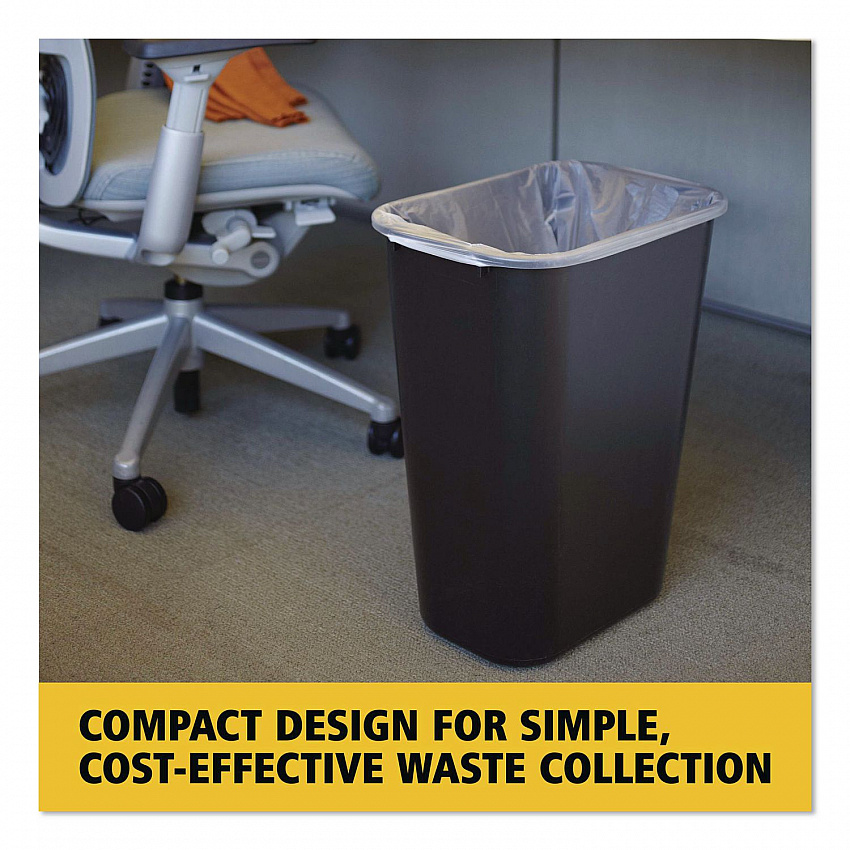 Deskside Plastic Wastebasket, 10.25 gal, Plastic, Black (295700BK)