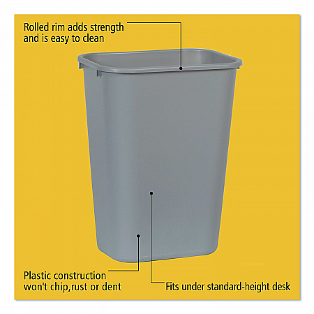 Deskside Plastic Wastebasket, 10.25 gal, Plastic, Gray (295700GY)