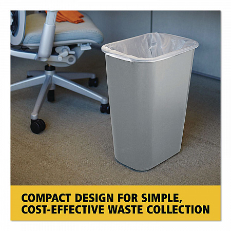 Deskside Plastic Wastebasket, 10.25 gal, Plastic, Gray (295700GY)