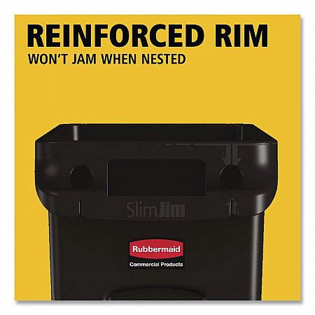 Slim Jim with Venting Channels, 23 gal, Plastic, Black (354060BK)