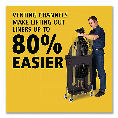 Slim Jim with Venting Channels, 23 gal, Plastic, Black (354060BK)
