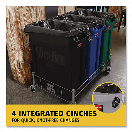 Slim Jim with Venting Channels, 23 gal, Plastic, Black (354060BK)