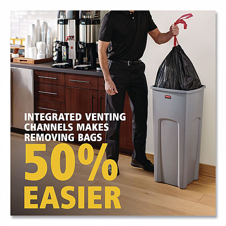 Universal Square Trash Can with Swing Lid, 23 gal, Plastic, Gray (2143862)