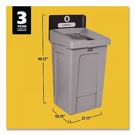 Slim Jim Recycling Station 1-Stream, Landfill Recycling Station, 33 gal, Resin, Gray (2171554)