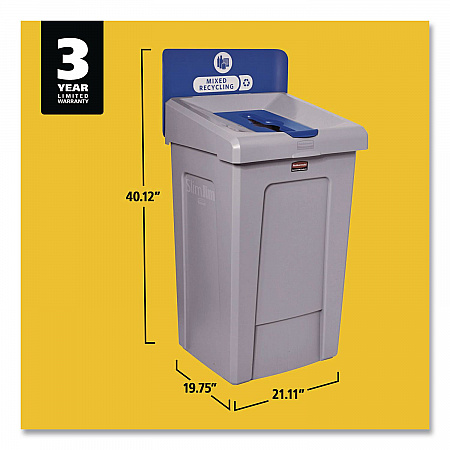 Slim Jim Recycling Station 1-Stream, Mixed Recycling Station, 33 gal, Resin, Gray (2171557)