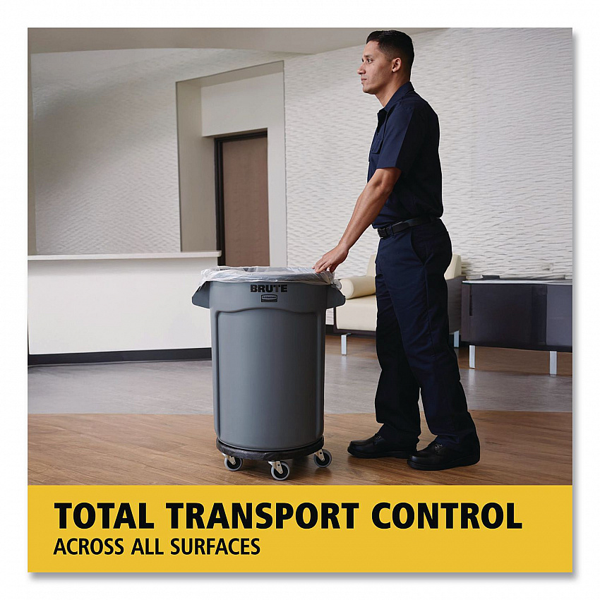 Brute Round Twist On/Off Dolly, 250 lb Capacity, 18" dia x 6.63"h, Fits 20 to 55 Gallon BRUTE Containers, Black (264000BK)