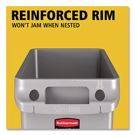 Slim Jim with Venting Channels, 23 gal, Plastic, Gray (354060GY)