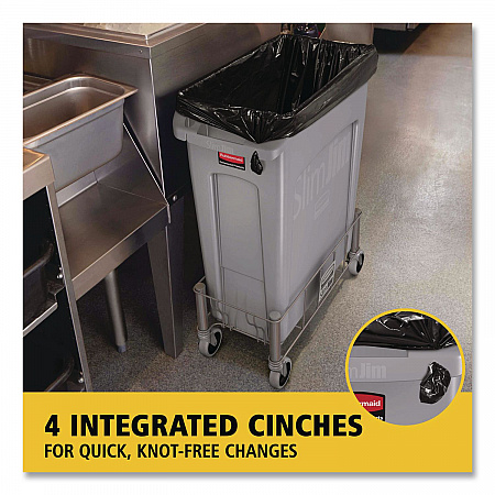 Slim Jim with Venting Channels, 23 gal, Plastic, Gray (354060GY)