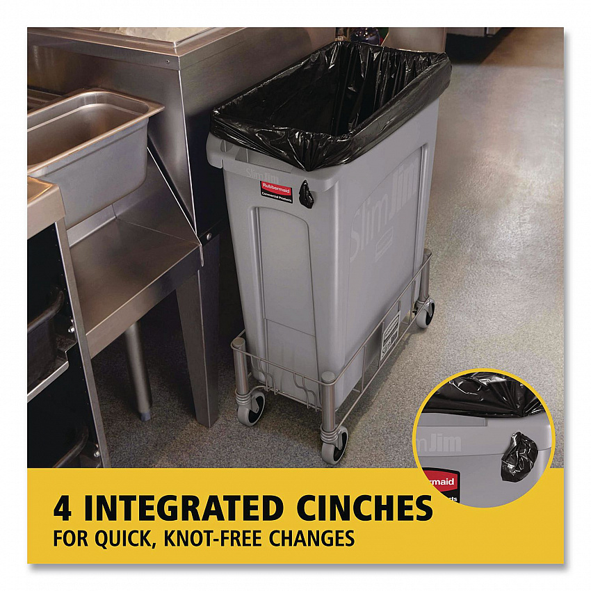 Slim Jim with Venting Channels, 23 gal, Plastic, Gray (354060GY)
